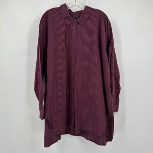 Madewell Burgundy and Black Striped Button-Down Shirt